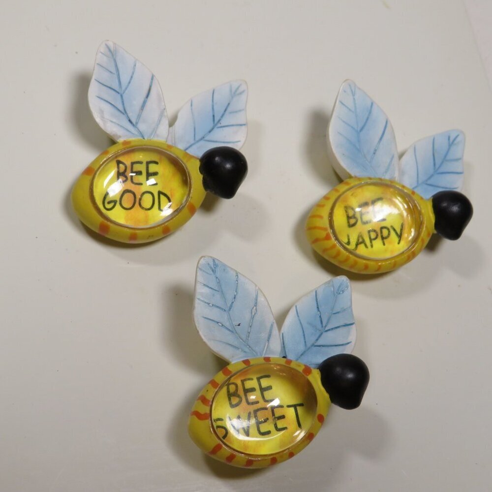 Unique Bee (3) Magnets (bubble acrylic) BEE GOOD, BEE HAPPY, BEE SWEET